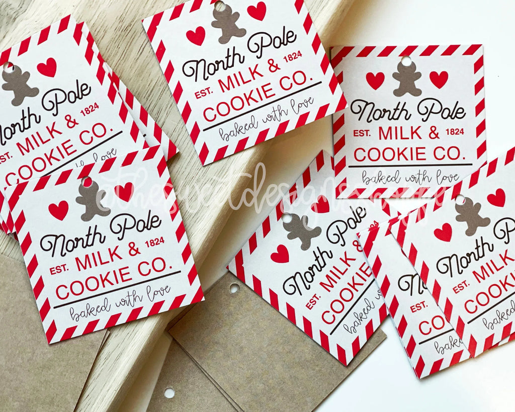 Printed TAG - Printed Tags: Milk & Cookie Co. 2" x 2" - Set of 25 Tags , Pre-punched hole. - Sweet Designs Shoppe - - ALL, Christmas, Christmas / Winter, Printed tag, Promocode, TAG, Tags
