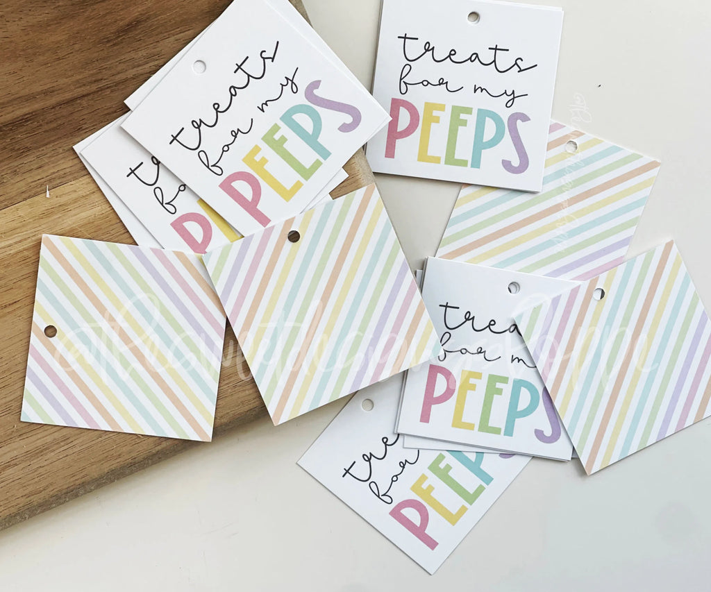 Printed TAG - Printed Tags: Modern Treats for My Peeps - 2"x 2" - Set of 25 Tags , Pre-punched hole. - Sweet Designs Shoppe - - ALL, Animal, Animals, Animals and Insects, Easter, Easter / Spring, Printed tag, Promocode, TAG, Tags