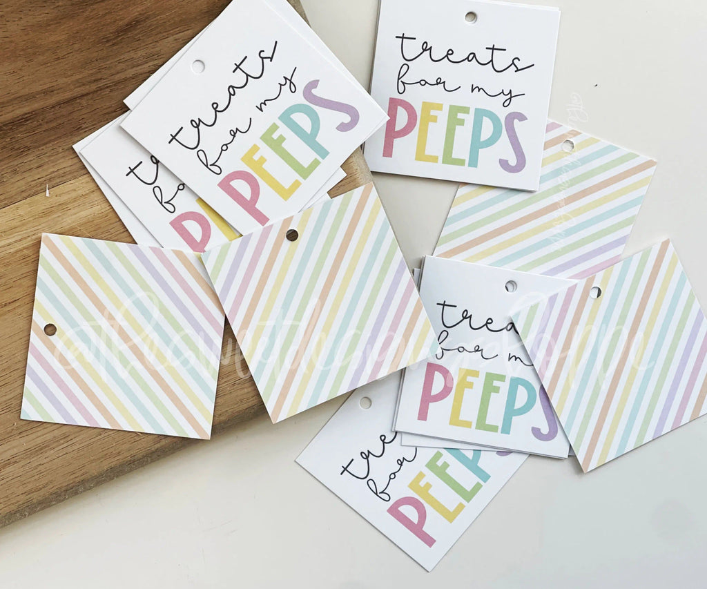 Printed TAG - Printed Tags: Modern Treats for My Peeps - 2"x 2" - Set of 25 Tags , Pre-punched hole. - The Sweet Designs Shoppe - TSDS - - ALL,Animal,Animals,Animals and Insects,Easter,Easter / Spring,Printed tag,Promocode,TAG,Tags
