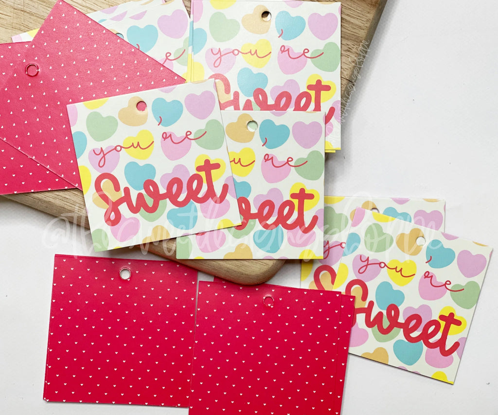 Printed TAG - Printed Tags: You're Sweet 2" x 2" - Set of 25 Tags , Pre-punched hole. - Sweet Designs Shoppe - - ALL, Printed tag, Promocode, TAG, Tags, valentine, Valentine's