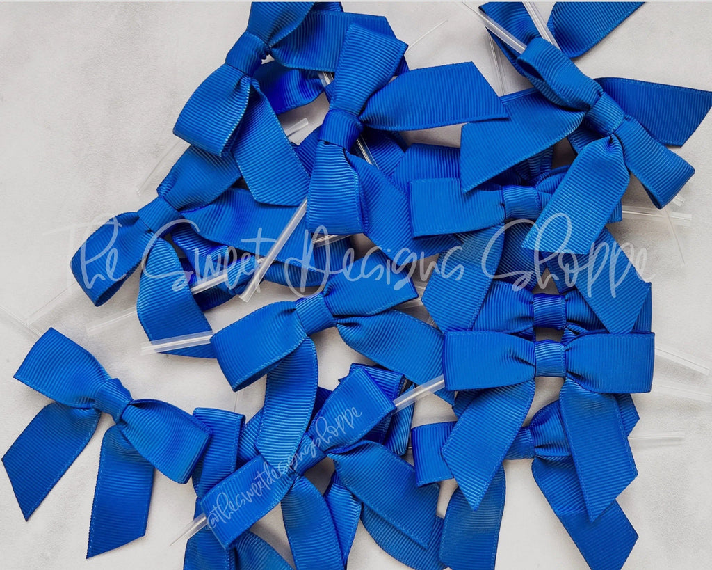 Ribbon Bow - Ribbon Bow with Twist Tie - Batik Blue Grosgrain - (50 Bows Pack) - The Sweet Designs Shoppe - Pack of 50 Bows - ALL, Bow, bows, Grosgrain, Packaging, Packaging Supplies, Promocode, Ribbon, wrapping