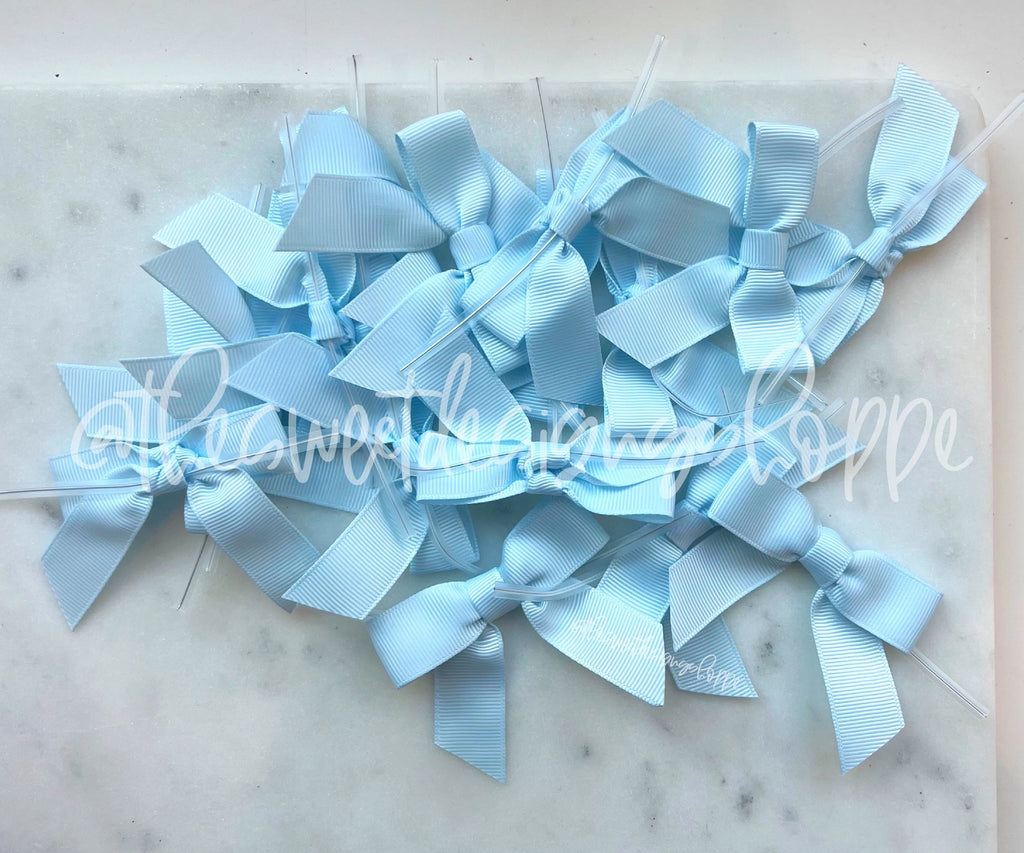 Ribbon Bow - Ribbon Bow with Twist Tie - Blue Vapor Grosgrain - (50 Bows Pack) - Sweet Designs Shoppe - Pack of 50 Bows - ALL, Bow, bows, Grosgrain, Packaging, Packaging Supplies, Promocode, Ribbon, wrapping