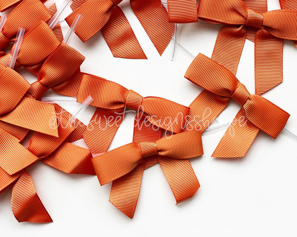 Ribbon Bow - Ribbon Bow with Twist Tie - Ginger Grosgrain - (50 Bows Pack) - The Sweet Designs Shoppe - TSDS - - ALL,Bow,bows,Grosgrain,Packaging,Packaging Supplies,Promocode,Ribbon,wrapping