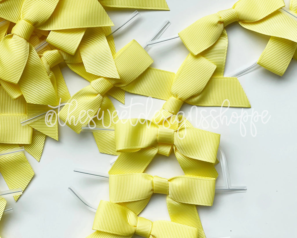 Ribbon Bow - Ribbon Bow with Twist Tie - Lemon Grosgrain - (50 Bows Pack) - Sweet Designs Shoppe - Pack of 50 Bows - ALL, Bow, bows, Grosgrain, Packaging, Packaging Supplies, Promocode, Ribbon, wrapping