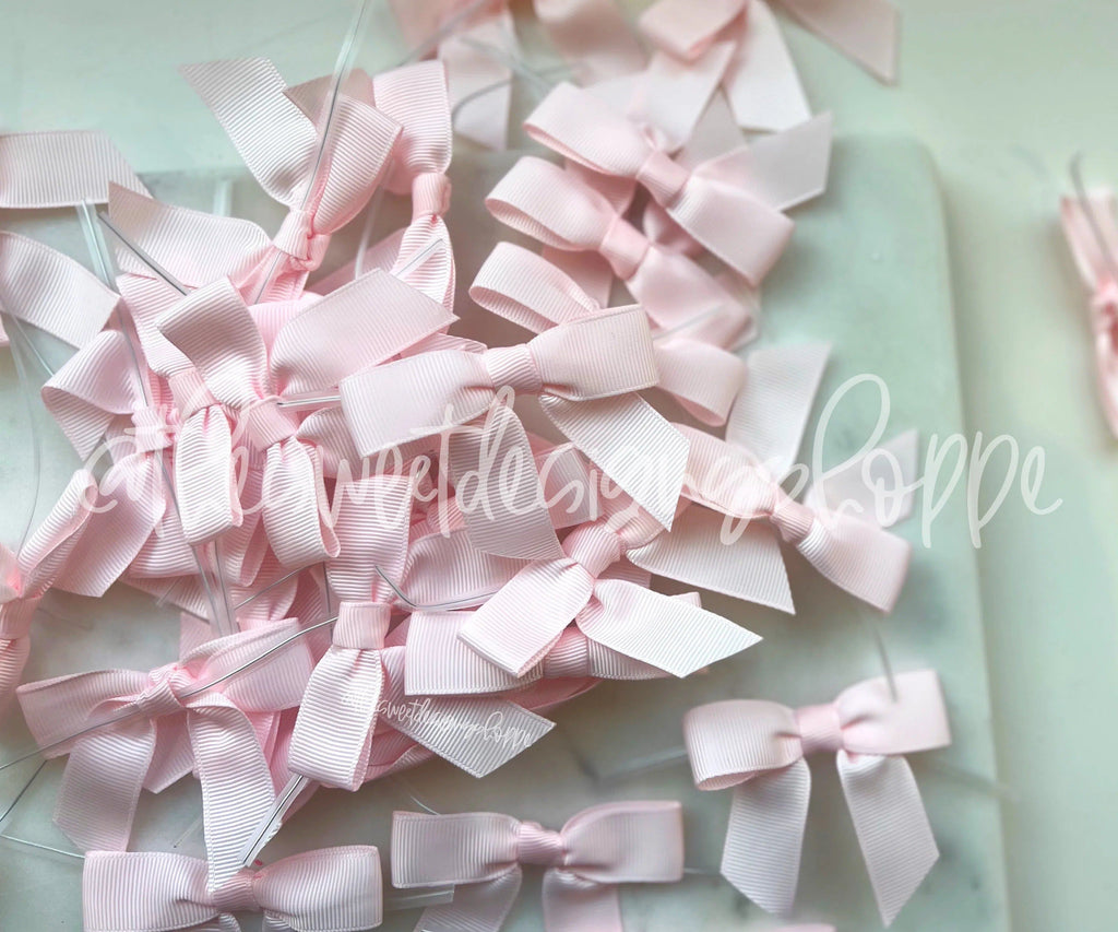 Ribbon Bow - Ribbon Bow with Twist Tie - Powder Pink Grosgrain - (50 Bows Pack) - The Sweet Designs Shoppe - Pack of 50 Bows - ALL, Bow, bows, Grosgrain, Packaging, Packaging Supplies, Promocode, Ribbon, wrapping