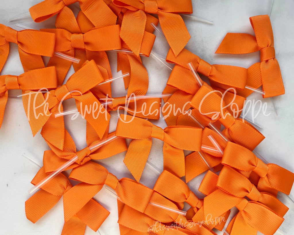 Ribbon Bow - Ribbon Bow with Twist Tie - Tangerine Grosgrain - (50 Bows Pack) - Sweet Designs Shoppe - Pack of 50 Bows - ALL, Bow, bows, Grosgrain, Packaging, Packaging Supplies, Promocode, Ribbon, wrapping
