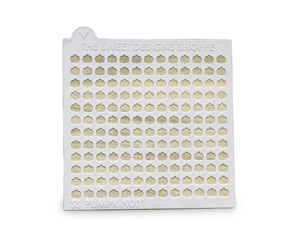 Sprinkle Stencil - Pumpkin - 8mm x 7mm Pumpkin Size - 0.5mm Thickness - Sprinkle Stencil - The Sweet Designs Shoppe - TSDS - - ALL,Basic Shapes,Fall,Fall / Thanksgiving,Food,Food & Beverages,Food and Beverage,halloween,Promocode,Sprinkle Stencil,STL