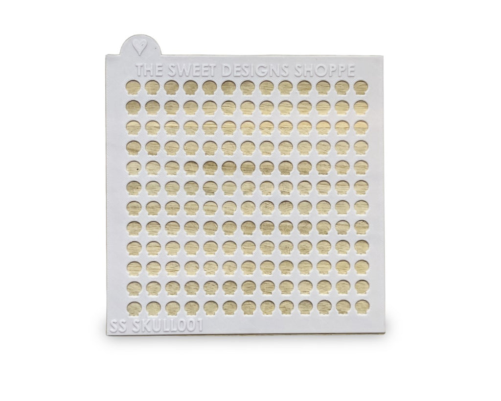 Sprinkle Stencil - Skull - 7.5mm x 7.5mm Skull Size - 0.5mm Thickness - Sprinkle Stencil - The Sweet Designs Shoppe - TSDS - - ALL,Basic Shapes,Fall,Fall / Thanksgiving,Food,Food & Beverages,Food and Beverage,halloween,Promocode,Sprinkle Stencil,STL