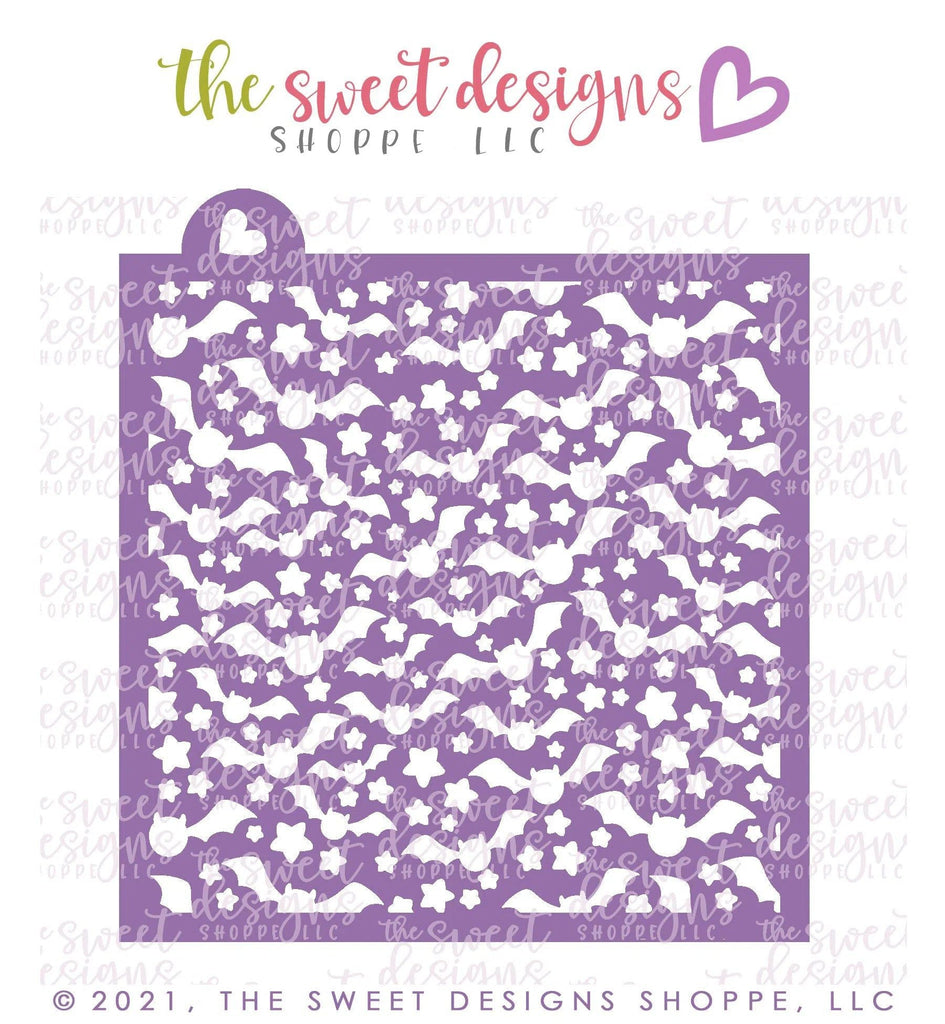 Stencils - Bats and Stars Pattern - Stencil - The Sweet Designs Shoppe - Regular - ALL, halloween, lettering, pattern, patterns, Promocode, Stencil