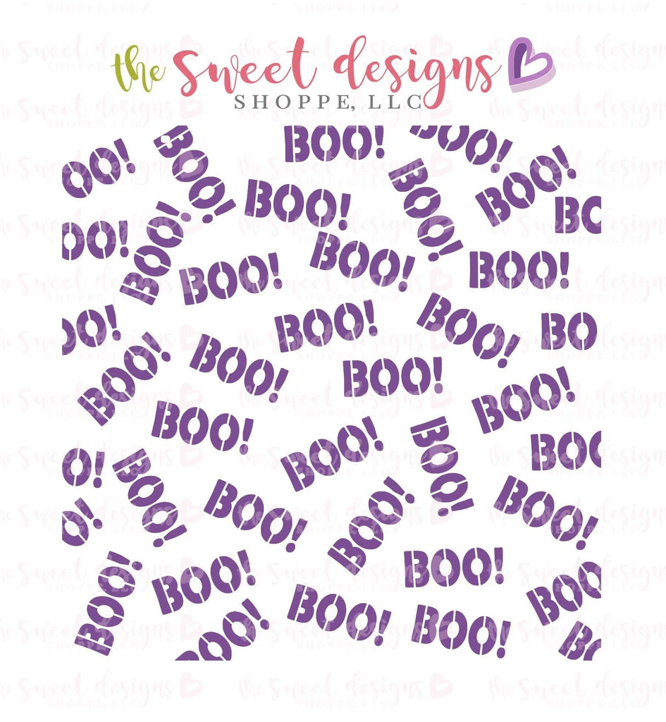 Stencils - Boo Stencil - The Sweet Designs Shoppe - Regular 5-1/2" x 5-1/2 (Wording Size 4-3/4" Tall x 4-3/4" Wide) - ALL, Boo, halloween, Promocode, Stencil