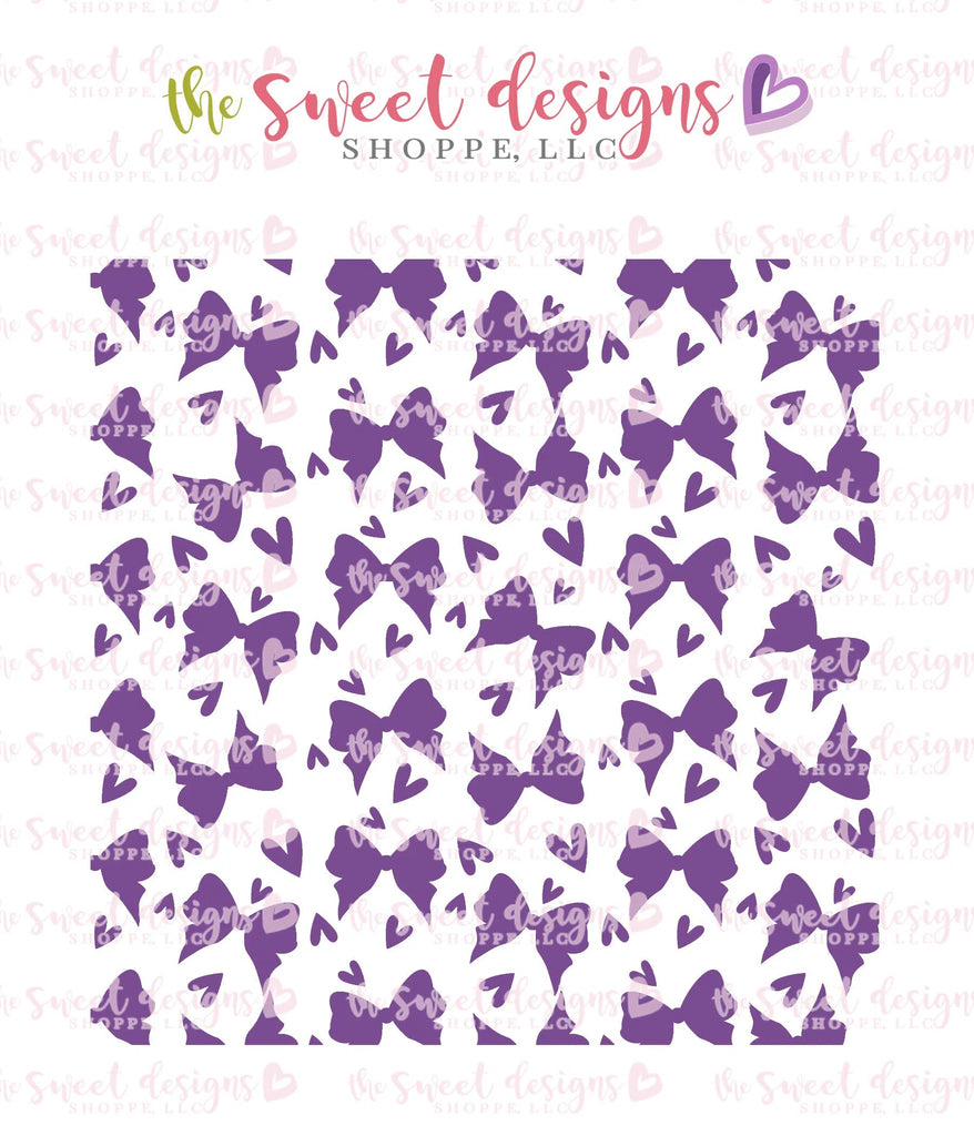 Stencils - Bows and Heart Stencil - Sweet Designs Shoppe - Regular 5-1/2" x 5-1/2 - ALL, Baby, Baby / Kids, Basic Shapes, Clearance, patterns, Promocode, Stencil, valentine, valentines
