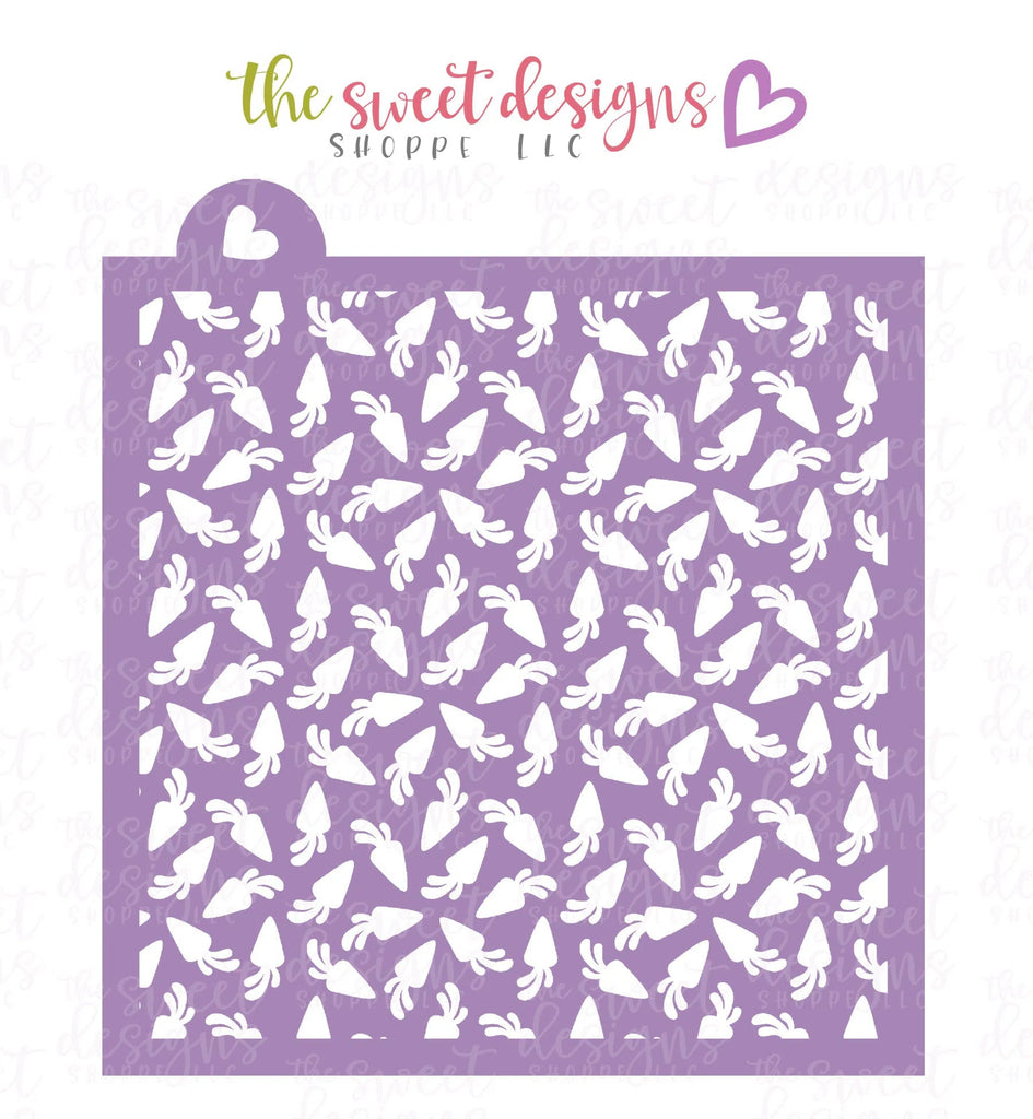 Stencils - Carrot Pattern - Stencil - Sweet Designs Shoppe - Regular 5-1/2" x 5-1/2" - ALL, Easter, Easter / Spring, Food, Food and Beverage, Food beverages, fruit, fruits, Fruits and Vegetables, pattern, patterns, Promocode, Stencil