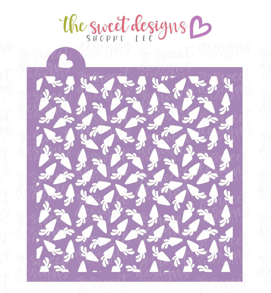 Stencils - Carrot Pattern - Stencil - The Sweet Designs Shoppe - Regular 5-1/2" x 5-1/2" - ALL, Easter, Easter / Spring, Food, Food and Beverage, Food beverages, fruit, fruits, Fruits and Vegetables, pattern, patterns, Promocode, Stencil