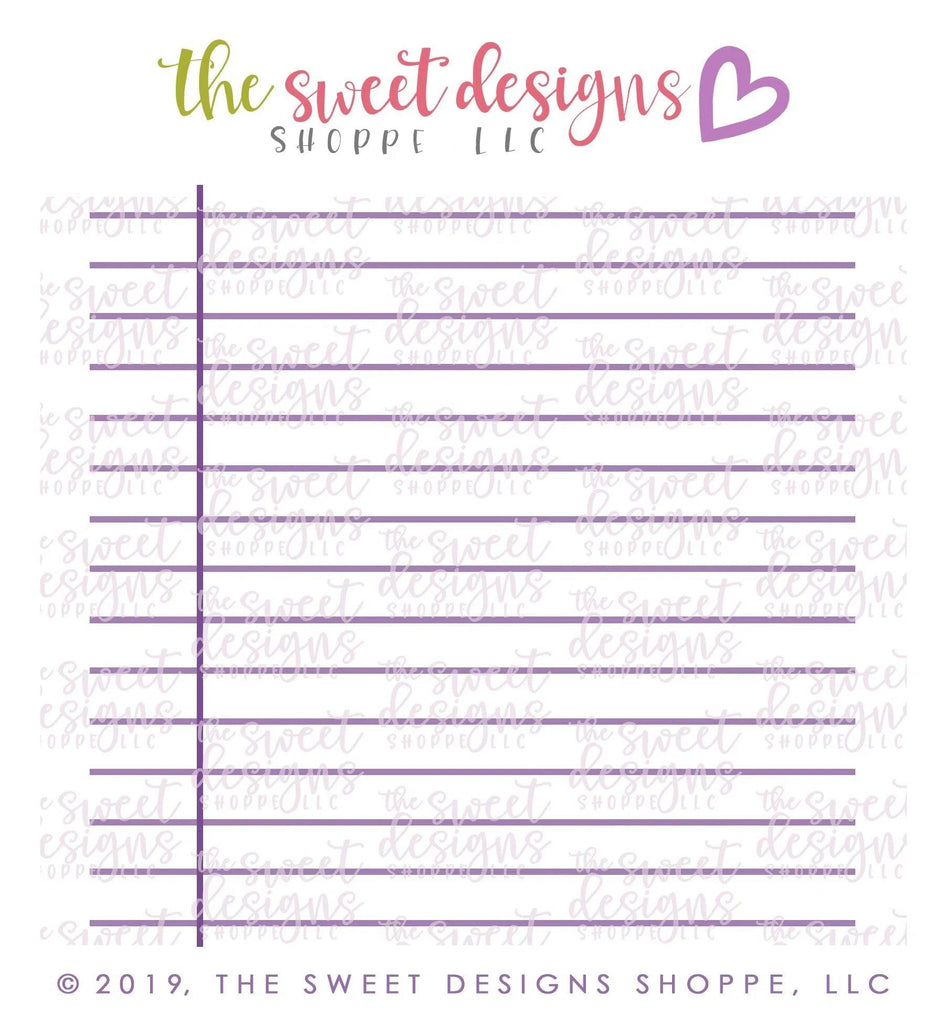 Stencils - College Lined / Ruled Paper Stencil Set (2 Stencils) - The Sweet Designs Shoppe - 5-1/2" x 5-1/2 ( Set of 2 Stencils) - ALL, back to school, Cookie Cutter, notebook, Paper, Promocode, School, School / Graduation, school collection 2019, school supplies, Stencil