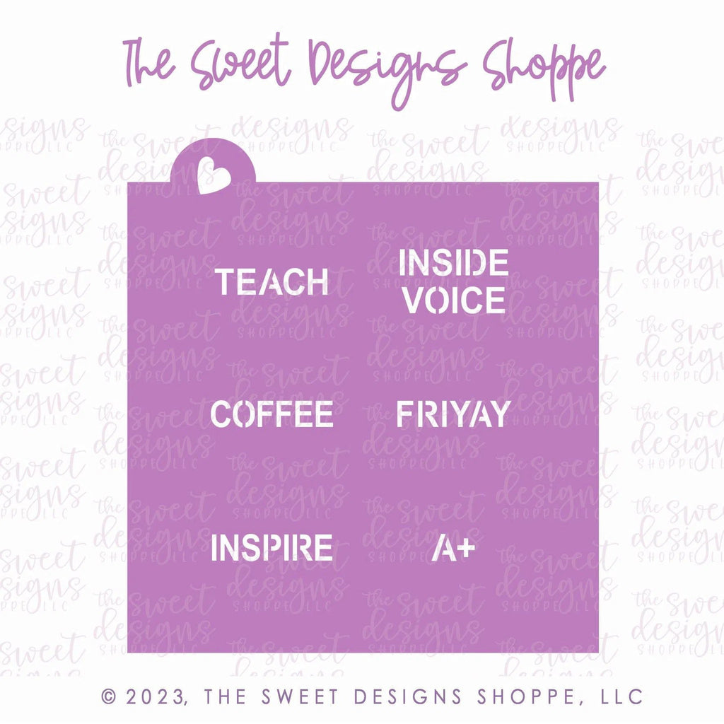 Stencils - Conversation Heart Stencil - For "Mini" Hearts - Array#11 - The Sweet Designs Shoppe - TSDS - - A+,ALL,Basic Shapes,Coffee,Friyay,Inside Voice,Inspire,pattern,Promocode,Stencil,Teach,valentine,Valentines