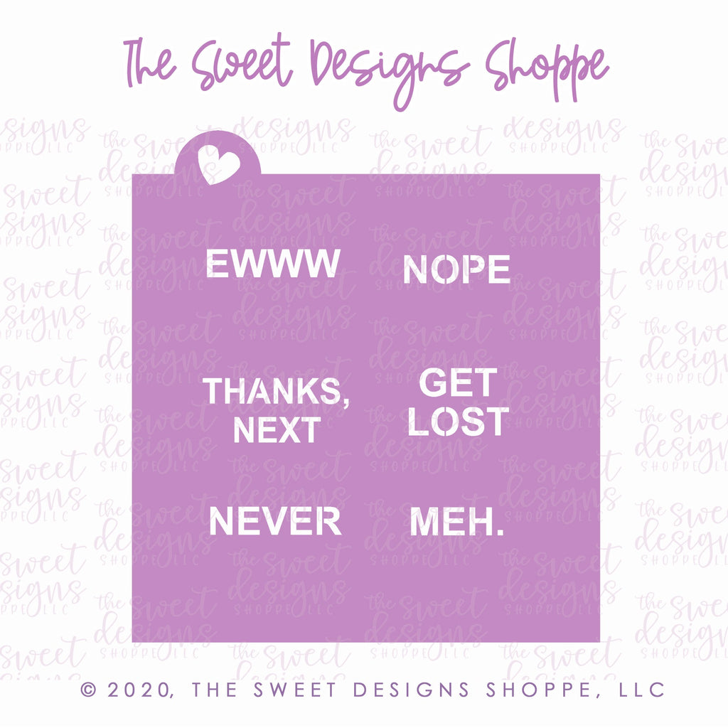 Stencils - Conversation Heart Stencil - For "Mini" Hearts - Array#6 - The Sweet Designs Shoppe - - ALL,Basic Shapes,ewww,get lost,meh,never,nope,pattern,Promocode,Stencil,thanks next,valentine,Valentines