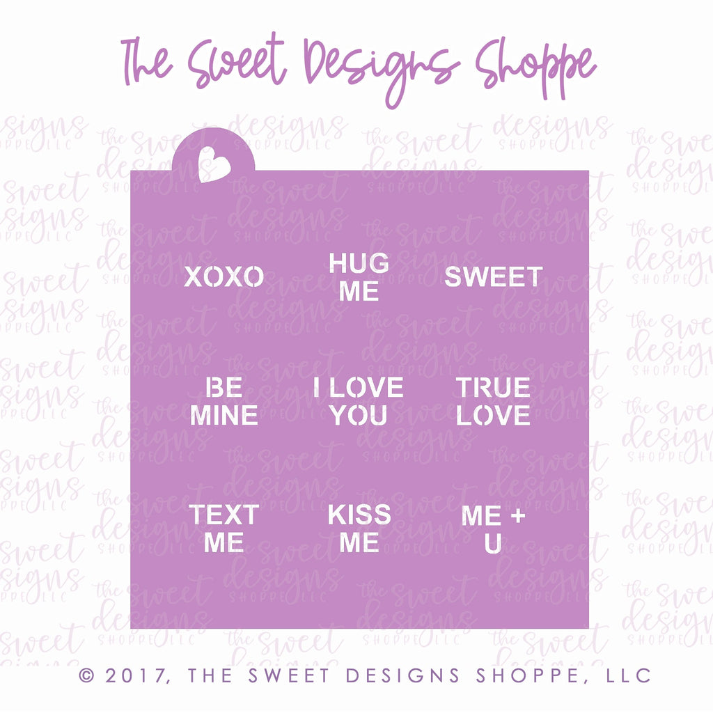 Stencils - Conversation Heart Stencil - For "Tiny" and "Mini" Hearts Array#2 - The Sweet Designs Shoppe - TSDS - - ALL,Basic Shapes,Be mine,Hug me,I love you,kiss me,Lettering,me + u,pattern,Promocode,Stencil,Sweets,text me,true love,valentine,Valentines,XOXO