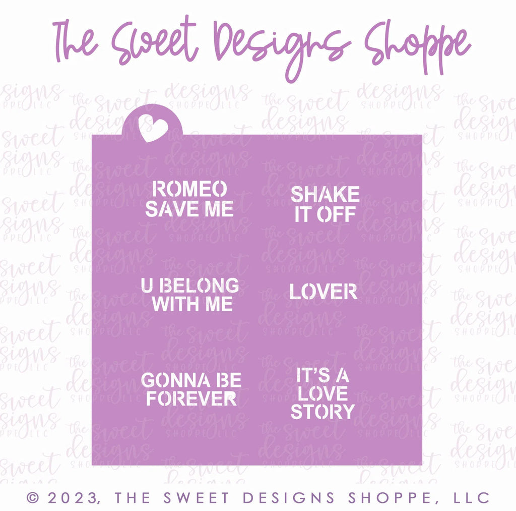 Stencils - Conversation Heart Stencil - "Mini" Hearts - Array#14 - Sweet Designs Shoppe - Regular 5-1/2" x 5-1/2 - ALL, Basic Shapes, pattern, Promocode, Stencil, Taylor Swift, Teach, valentine, Valentines