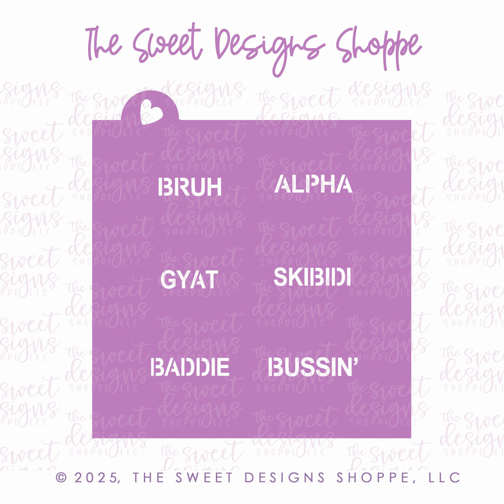 Stencils - Conversation Heart Stencil - "Mini" Hearts - Array#17 - The Sweet Designs Shoppe - Regular 5-1/2" x 5-1/2 - ALL, Alpha, Basic Shapes, Bruh, Bussin, Gyat, new, pattern, Promocode, Skibidi, Stencil, Teen, valentine, Valentines