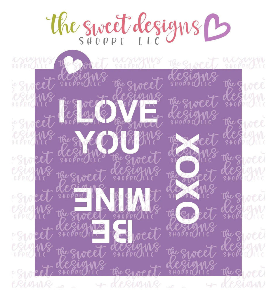 Stencils - Conversation Heart Stencil Set ( 3 Stencils) - For "Regular", "Mid Size" Hearts - Array: A, B & C - The Sweet Designs Shoppe - Regular 5-1/2" x 5-1/2" ( Set of 3) - ALL, Basic Shapes, Be mine, Hug me, i love u, kiss me, me + u, pattern, Promocode, Stencil, Sweets, text me, true love, valentine, Valentines, XOXO