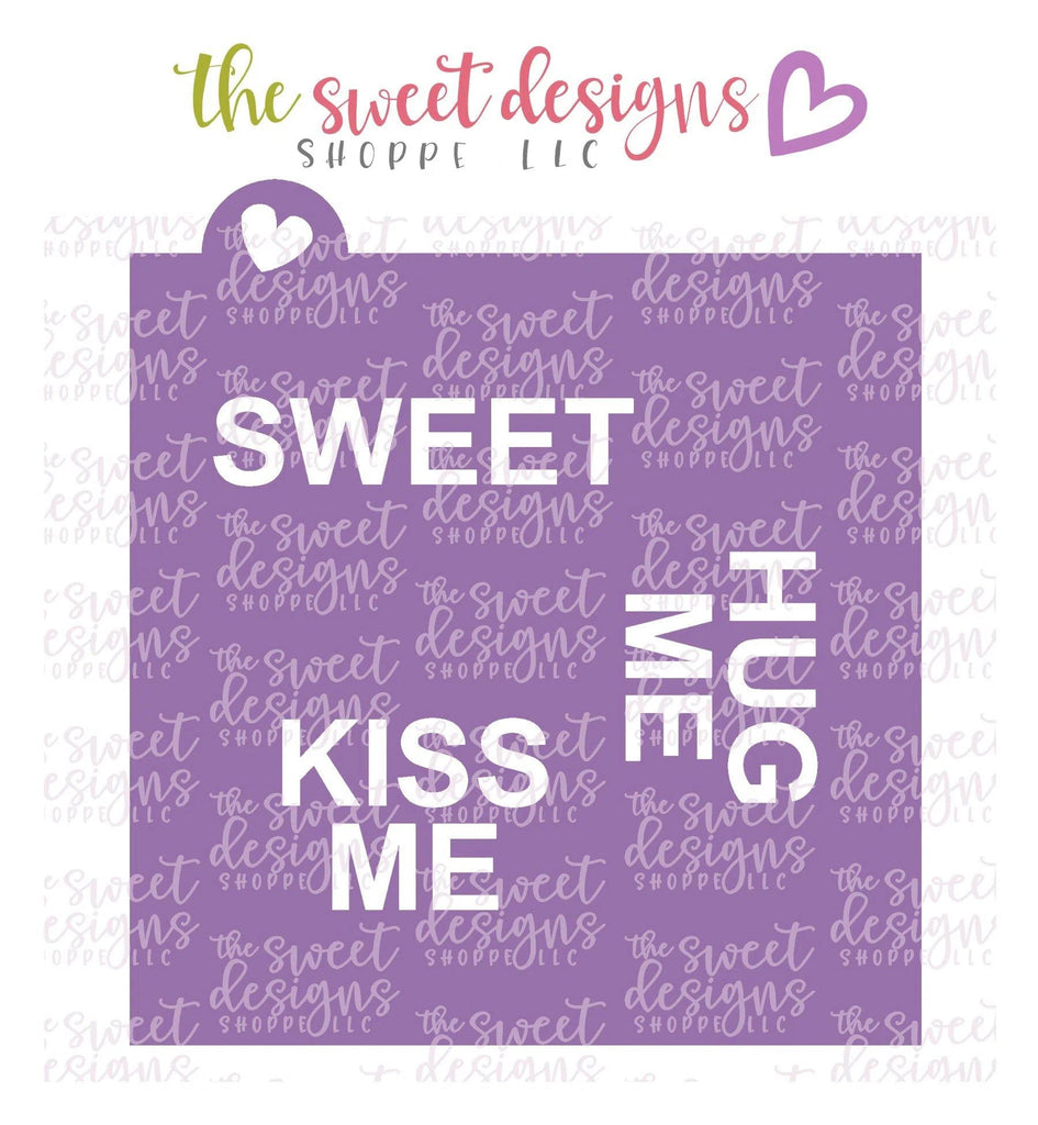 Stencils - Conversation Heart Stencil Set ( 3 Stencils) - For "Regular", "Mid Size" Hearts - Array: A, B & C - The Sweet Designs Shoppe - Regular 5-1/2" x 5-1/2" ( Set of 3) - ALL, Basic Shapes, Be mine, Hug me, i love u, kiss me, me + u, pattern, Promocode, Stencil, Sweets, text me, true love, valentine, Valentines, XOXO