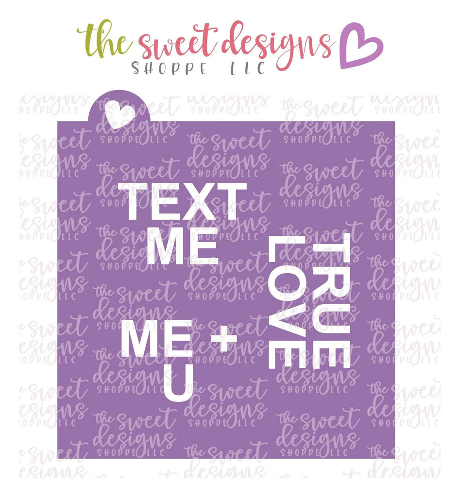 Stencils - Conversation Heart Stencil Set ( 3 Stencils) - For "Regular", "Mid Size" Hearts - Array: A, B & C - The Sweet Designs Shoppe - Regular 5-1/2" x 5-1/2" ( Set of 3) - ALL, Basic Shapes, Be mine, Hug me, i love u, kiss me, me + u, pattern, Promocode, Stencil, Sweets, text me, true love, valentine, Valentines, XOXO