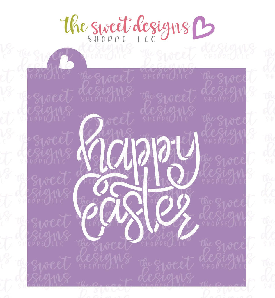 Stencils - Happy Easter Handlettering - Stencil - Sweet Designs Shoppe - Regular 5-1/2" x 5-1/2" - ALL, Easter, Easter / Spring, handlettering, Love, Plaque, Plaques, PLAQUES HANDLETTERING, Promocode, Stencil