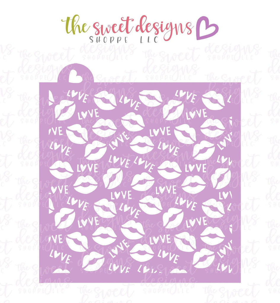 Stencils - Lips & Love Stencil - The Sweet Designs Shoppe - Regular 5-1/2" x 5-1/2" - ALL, Clearance, lips, patrick's, pattern, Promocode, smuack, ST PATRICK, St. Pat, St. Patricks, Stencil, Valentines