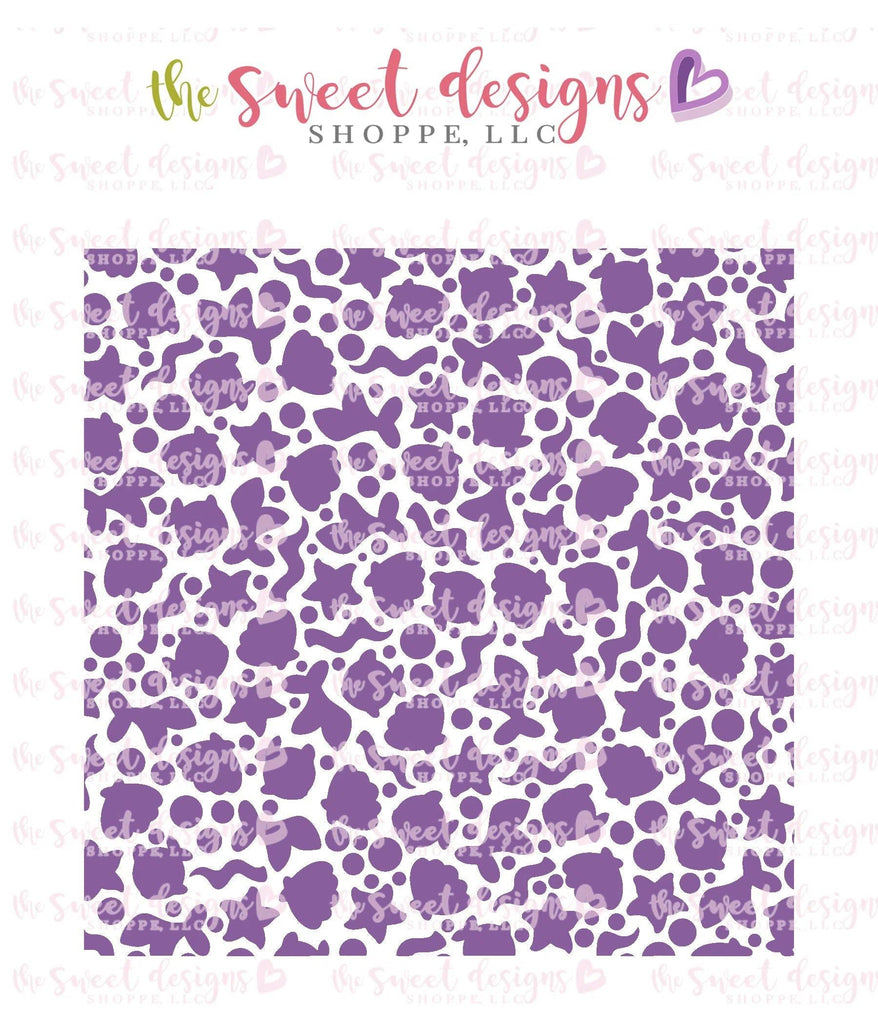 Stencils - Mermaid tails , Shells and Starfish - Stencil - The Sweet Designs Shoppe - Regular 5-1/2" x 5-1/2 (Wording Size 4-3/4" Tall x 4-3/4" Wide) - ALL, background, Clearance, Kids / Fantasy, mermaid, Ocean, pattern, patterns, Promocode, Stencil, Summer, under the sea