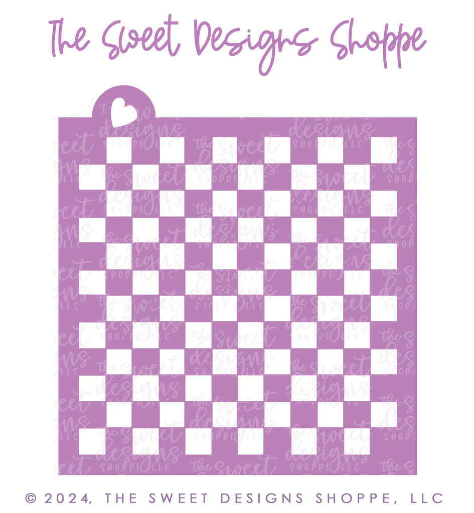 Stencils - Mid Size Checkers - Stencil - Sweet Designs Shoppe - Regular 5-1/2" x 5-1/2 - ALL, Basic Shapes, Father, Fathers Day, grandfather, Grid, new, pattern, patterns, Promocode, Stencil