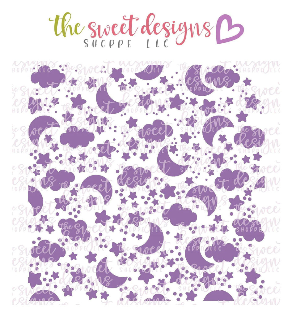 Stencils - Night Sky Stencil - The Sweet Designs Shoppe - Regular 5-1/2" x 5-1/2" (Pattern Size 4-3/4" Tall x 4-3/4" Wide) - ALL, background, Christmas / Winter, Fall / Thanksgiving, Fall Halloween, halloween, Halloween / Fall / Thanksgiving, halloween 2019, night, pattern, patterns, Promocode, sky, Stencil, Winter