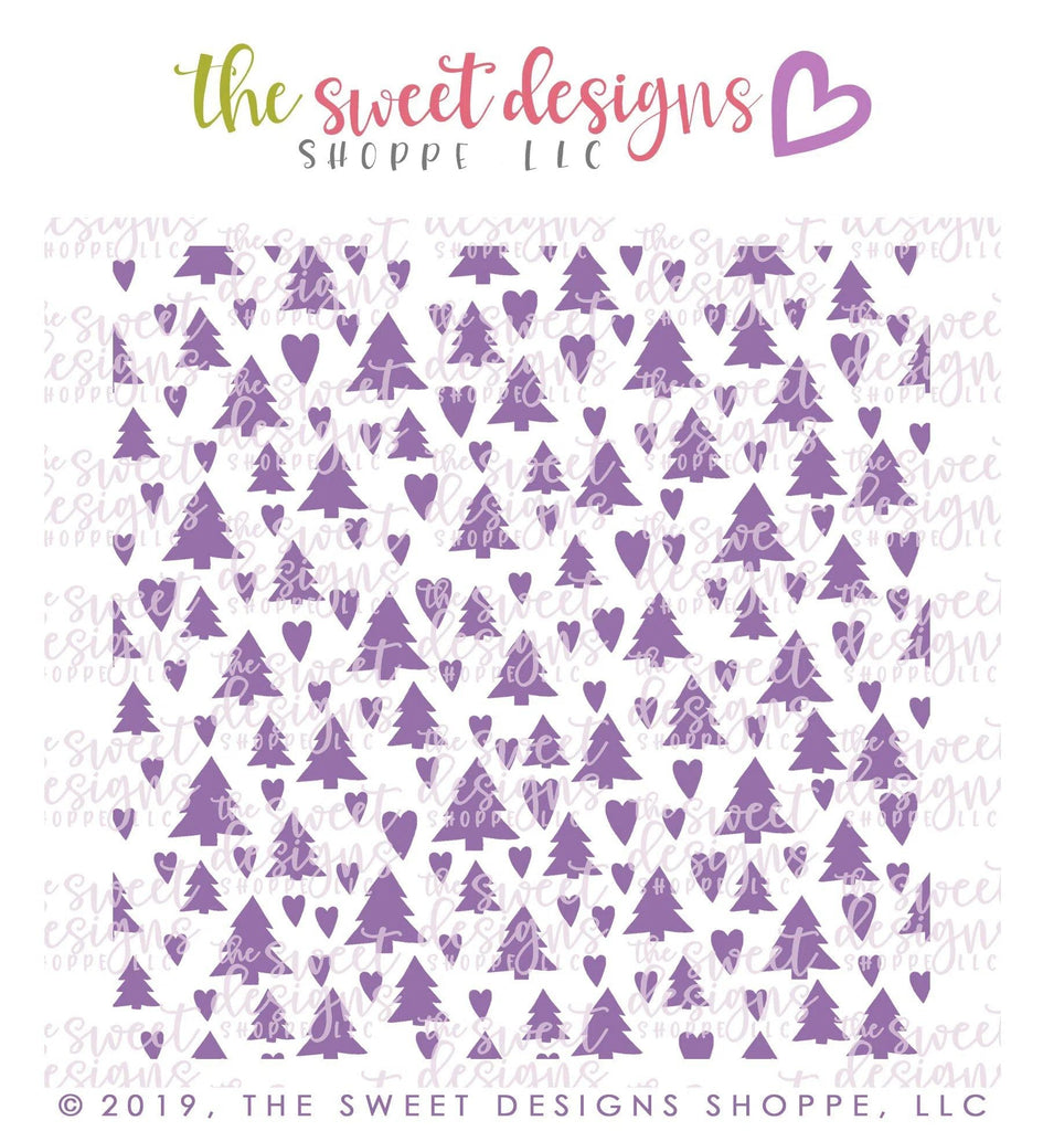 Stencils - Pine Trees and Hearts - Stencil - The Sweet Designs Shoppe - 5-1/2" x 5-1/2 - ALL, Christmas, Christmas / Winter, floral, Nature, Promocode, Stencil, Tree