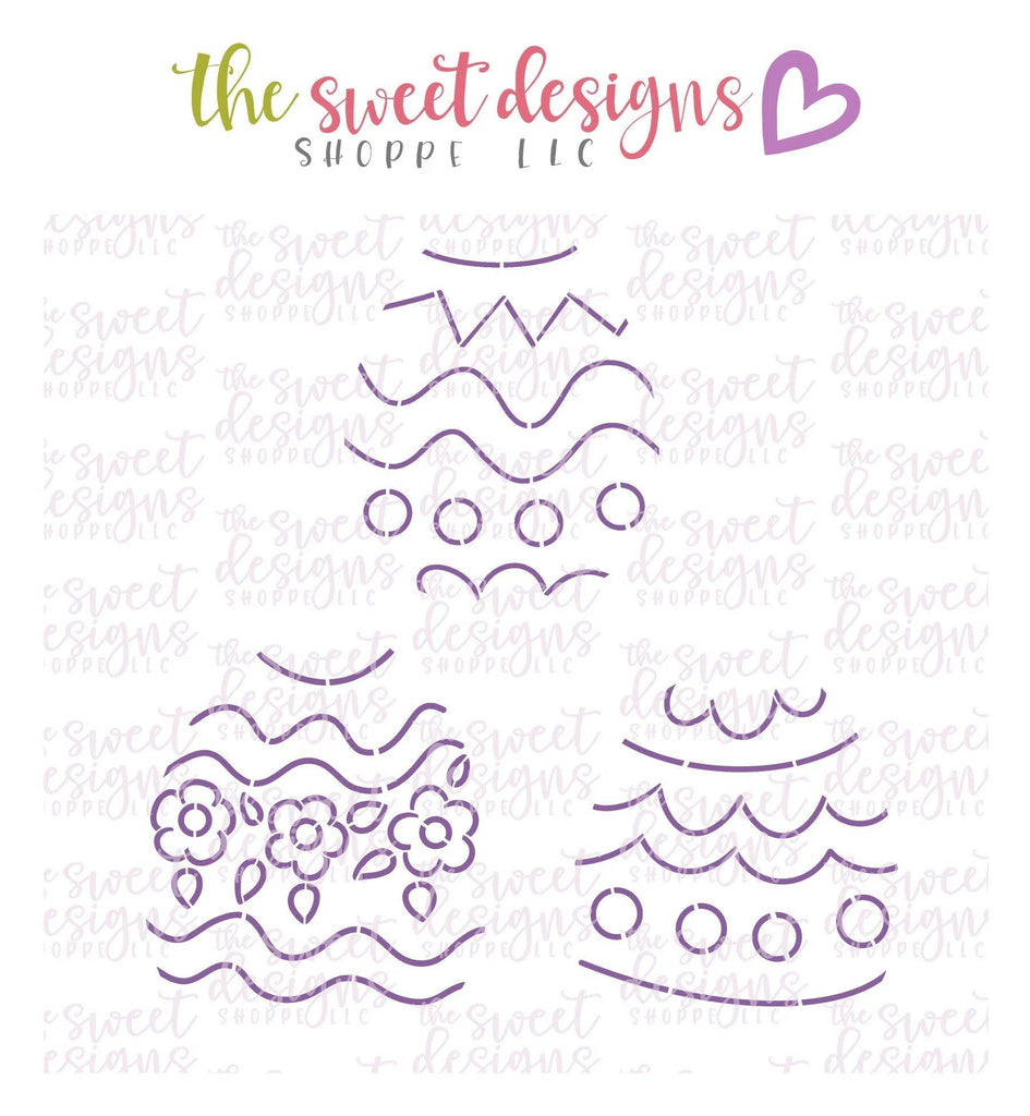 Stencils - PYOC Easter Eggs (Set of 3) - Stencils - The Sweet Designs Shoppe - TSDS - - ALL,drawn with character,Easter,Easter / Spring,krista Heij-Barber,Promocode,PYO,PYOC,Stencil