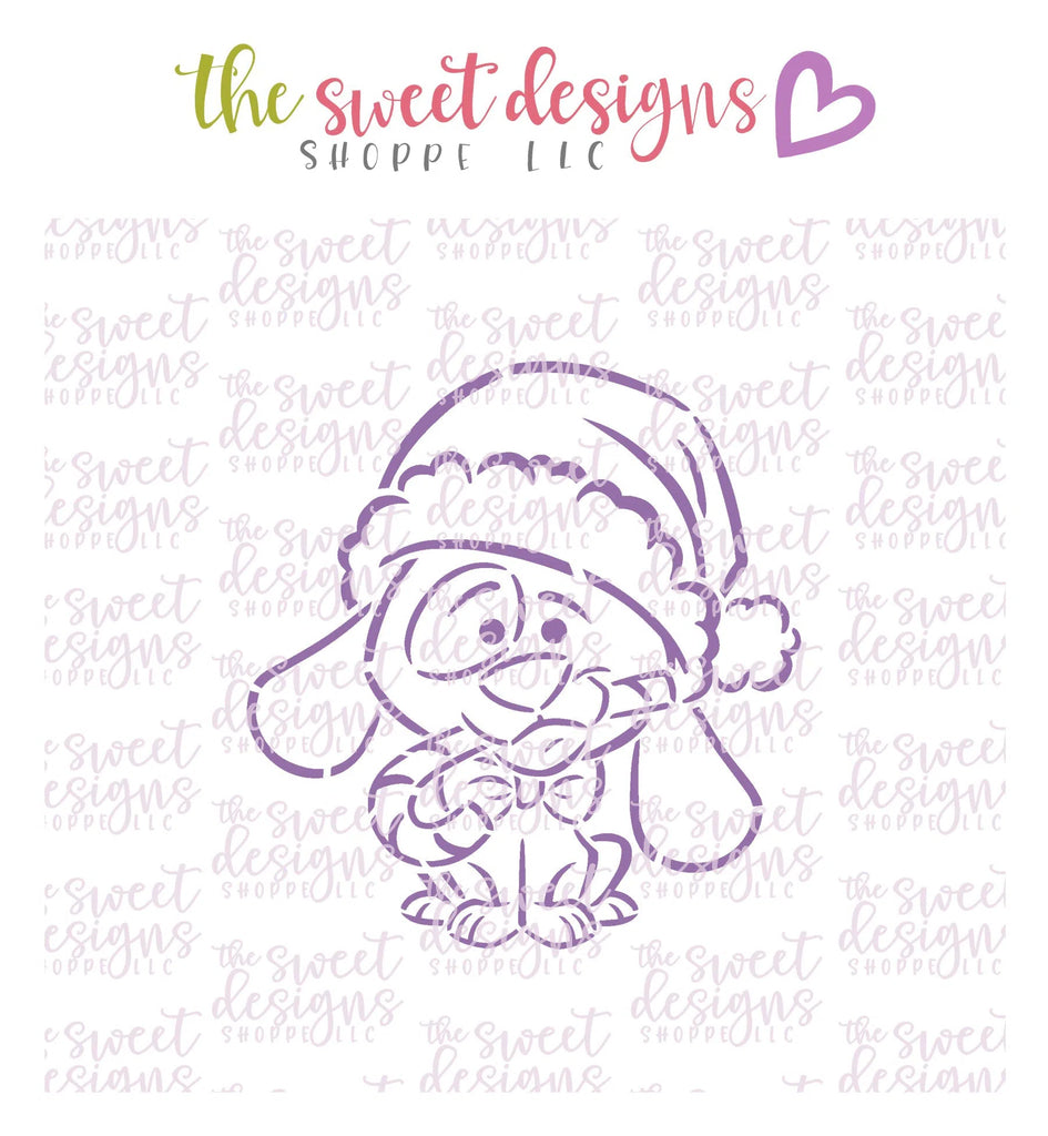 Stencils - PYOC Stencil - Christmas Puppy - Stencil - Sweet Designs Shoppe - Regular 5-1/2" x 5-1/2 - ALL, Animal, Christmas, Christmas / Winter, drawn with character, krista Heij-Barber, Promocode, PYO, PYOC, Stencil