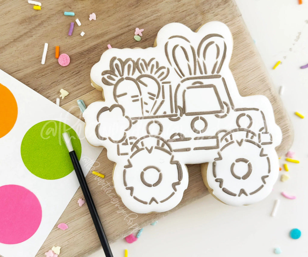 Stencils - PYOC Stencil - Easter Monster Truck - Stencil - The Sweet Designs Shoppe - Regular 5-1/2" x 5-1/2" - ALL, Animal, Animals, drawn with character, Easter, Easter / Spring, Fantasy, Kids / Fantasy, Promocode, PYO, PYOC, Stencil, transportation