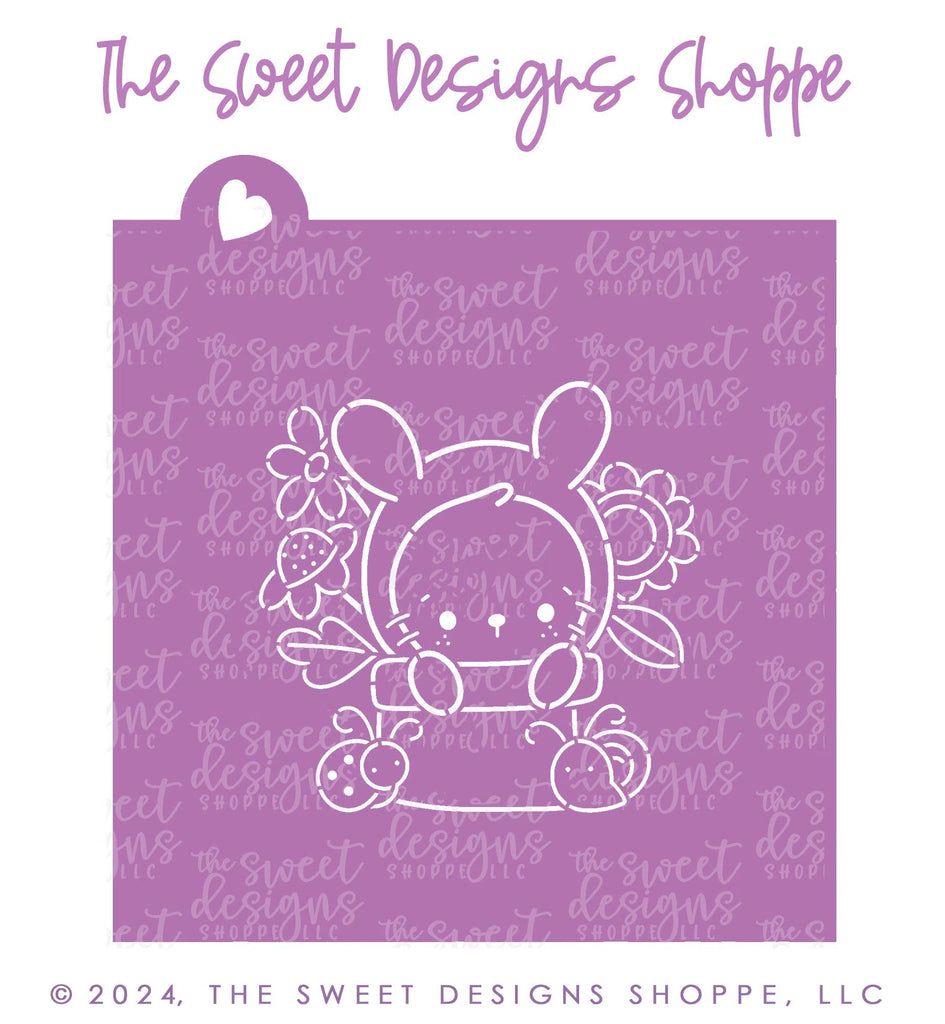 Stencils - PYOC Stencil - PYOC Floral Bunny - Stencil - Sweet Designs Shoppe - Regular 5-1/2" x 5-1/2" - ALL, Animal, Animals, Animals and Insects, Easter, Easter / Spring, Promocode, PYO, PYOC, Stencil