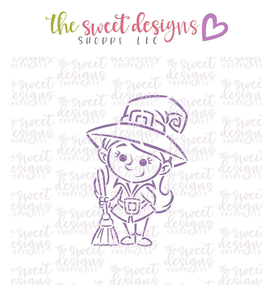 Stencils - PYOC Stencil - Witch - Stencil - The Sweet Designs Shoppe - Regular 5-1/2" x 5-1/2 (Wording Size 3-3/4" Tall x 3-3/4" Wide) - ALL, drawn with character, halloween, krista Heij-Barber, Promocode, PYO, PYOC, Stencil