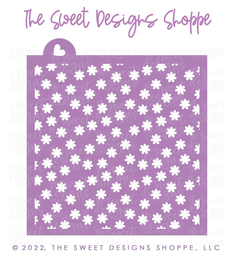 Stencils - Retro Daisy Flowery Pattern (Set of 2) - Stencils - The Sweet Designs Shoppe - Regular 5-1/2" x 5-1/2" - ALL, Clearance, easter, Easter / Spring, Flower, Flowers, groovy, Leaves and Flowers, pattern, patterns, Promocode, Spring, Stencil, summer, Trees Leaves and Flowers, Woodlands Leaves and Flowers