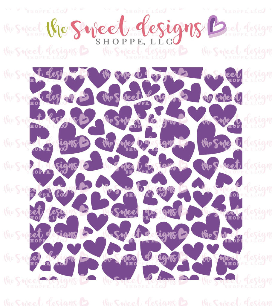 Stencils - Scattered Hearts Stencil - Sweet Designs Shoppe - Regular 5-1/2" x 5-1/2 - ALL, Basic Shapes, Clearance, Hearts, patterns, Promocode, Stencil, Valentines