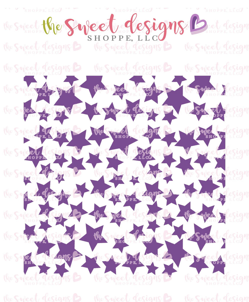 Stencils - Scattered Stars Stencil - Sweet Designs Shoppe - Regular 5-1/2" x 5-1/2 (Wording Size 4-3/4" Tall x 4-3/4" Wide) - 4th, 4th July, 4th of July, ALL, Basic Shapes, Christmas / Winter, fourth of July, halloween, Independence, Patriotic, patterns, Promocode, Star, stars, Stencil