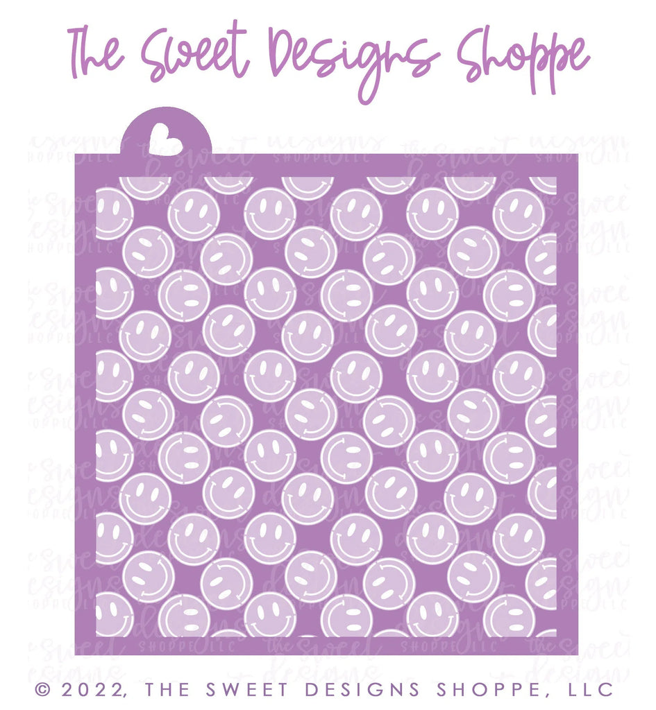Stencils - Smiley Face Pattern (Set of 2) - Stencils - Sweet Designs Shoppe - Regular 5-1/2" x 5-1/2" - ALL, Easter / Spring, groovy, happy face, Misc, Miscelaneous, Miscellaneous, pattern, patterns, Promocode, Retro, Spring, Stencil, summer