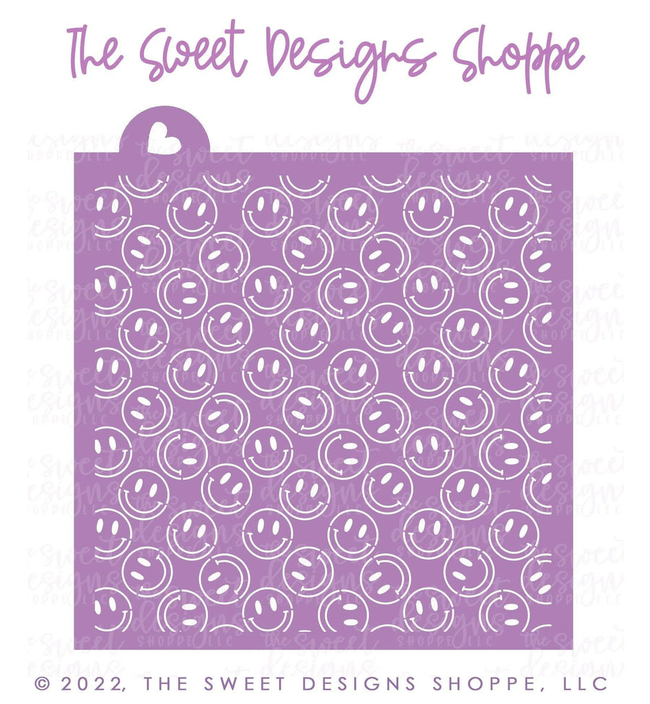 Stencils - Smiley Face Pattern (Set of 2) - Stencils - The Sweet Designs Shoppe - Regular 5-1/2" x 5-1/2" - ALL, Easter / Spring, groovy, happy face, Misc, Miscelaneous, Miscellaneous, pattern, patterns, Promocode, Retro, Spring, Stencil, summer