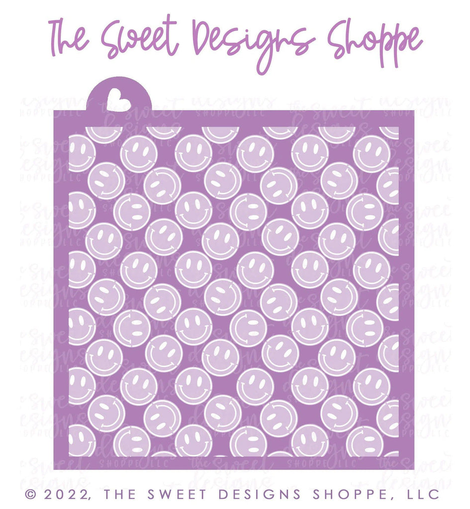 Stencils - Smiley Face Pattern (Set of 2) - Stencils - The Sweet Designs Shoppe - TSDS - - ALL,Easter / Spring,groovy,happy face,Misc,Miscelaneous,Miscellaneous,pattern,patterns,Promocode,Retro,Spring,Stencil,summer