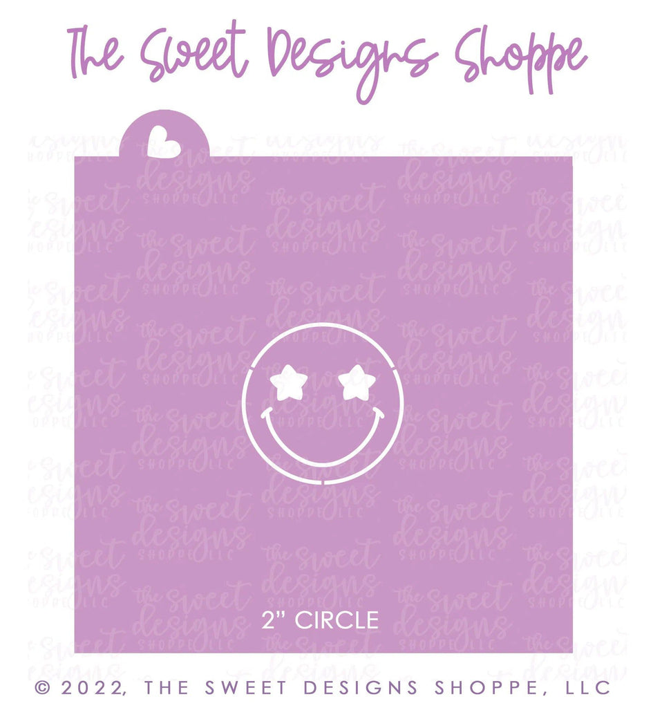 Stencils - Smiley Face with Star Eyes - (Set of 2 Sizes) - Stencils - The Sweet Designs Shoppe - TSDS - - ALL,Clearance,Easter / Spring,groovy,happy face,Misc,Miscelaneous,Miscellaneous,Promocode,Retro,Spring,Stencil,summer