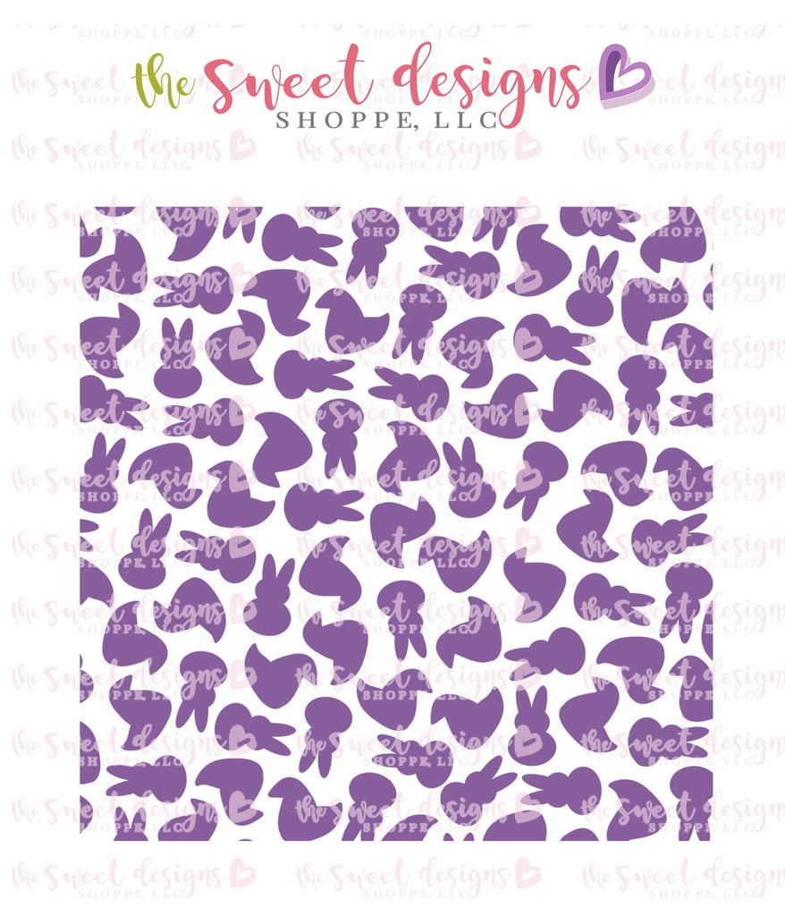 Stencils - ST Bunny and Chick Marshmallow - Sweet Designs Shoppe - 5-1/2" x 5-1/2 - ALL, Clearance, Easter, Easter / Spring, easter collection 2019, Food, Food & Beverages, Peep, Peeps, Promocode, Stencil, Sweets