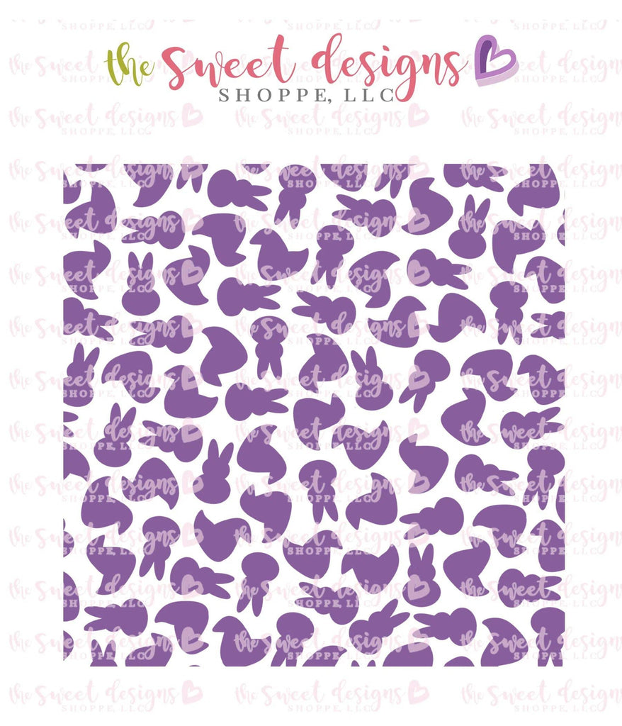 Stencils - ST Bunny and Chick Marshmallow - The Sweet Designs Shoppe - 5-1/2" x 5-1/2 - ALL, Clearance, Easter, Easter / Spring, easter collection 2019, Food, Food & Beverages, Peep, Peeps, Promocode, Stencil, Sweets