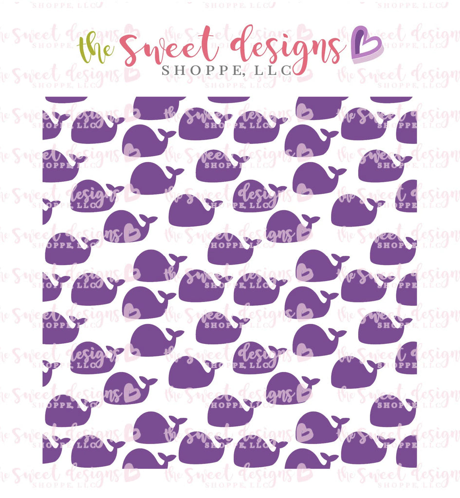 Stencils - Whales - Stencil - Sweet Designs Shoppe - Regular 5-1/2" x 5-1/2 (Wording Size 4-3/4" Tall x 4-3/4" Wide) - ALL, Animal, background, Clearance, Ocean, Promocode, Stencil, under the sea, waves